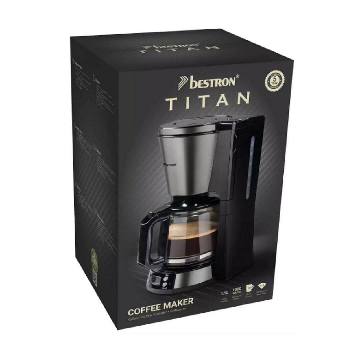 Bestron Cafetière filtre 8 à 10 tasses 1000w - ACM800TG