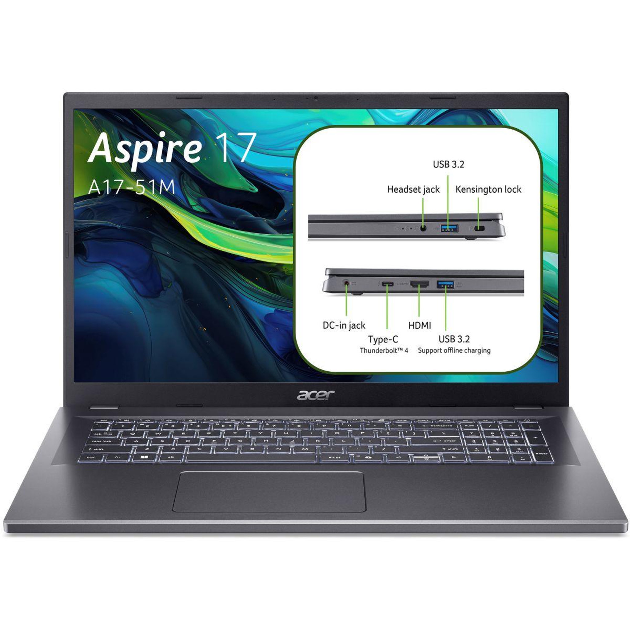 Voir la diapositive 5 : ACER Ordinateur portable aspire a17-51m-59qq