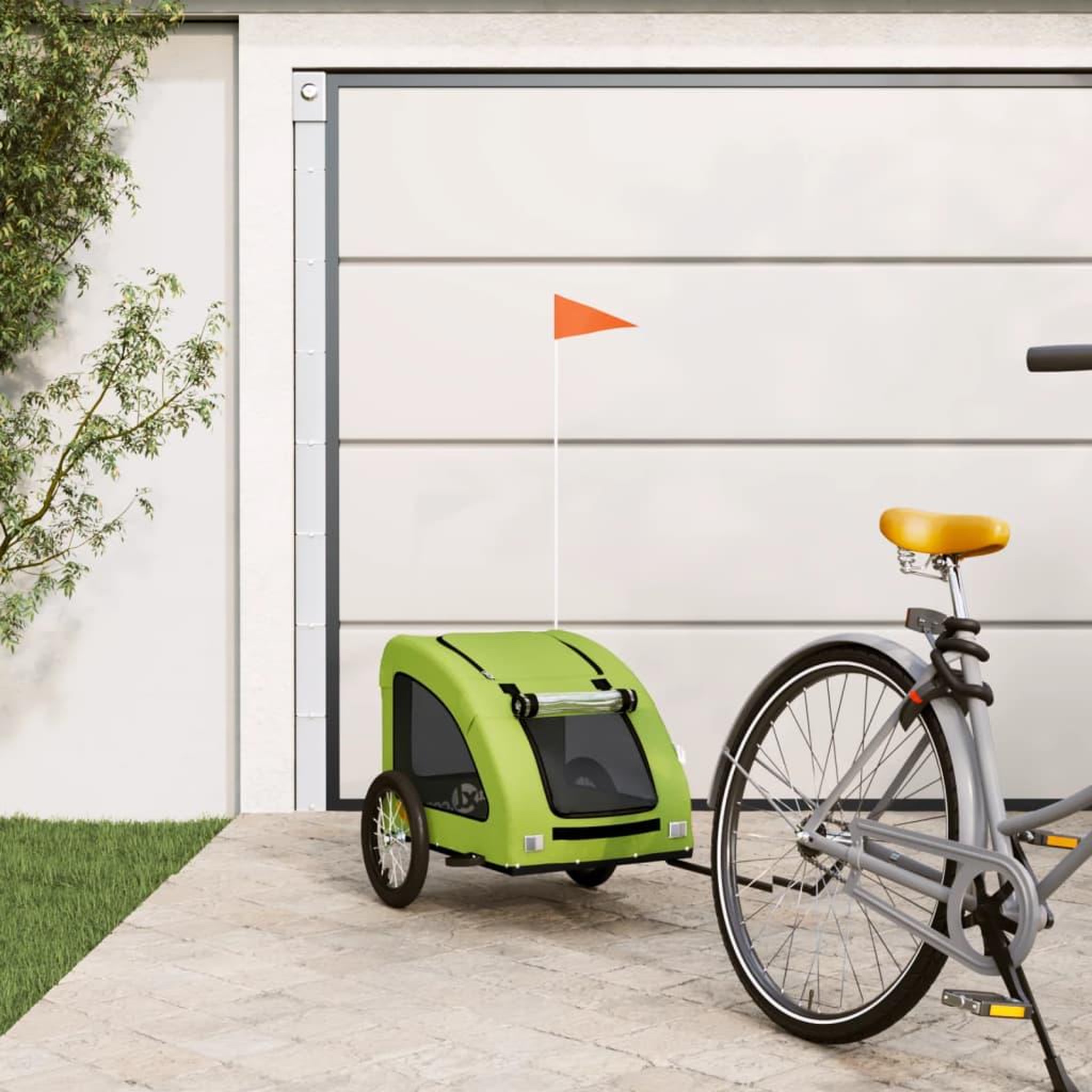 VIDAXL Remorque de velo pour animaux de compagnie vert