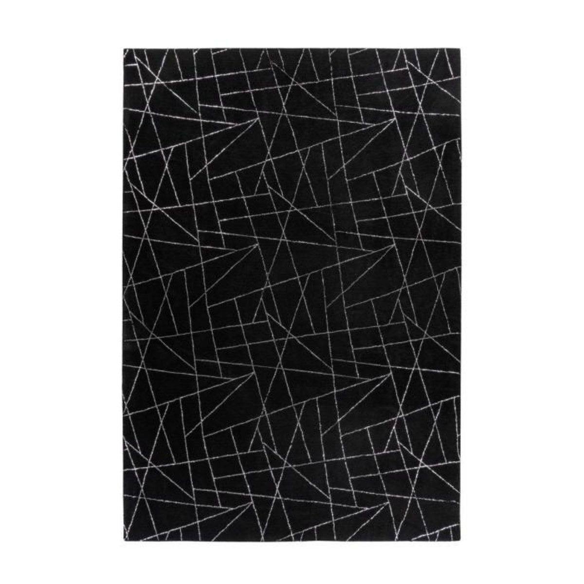 Paris Prix Tapis Géométrique à Poils Longs  Bijou  Noir & Argent