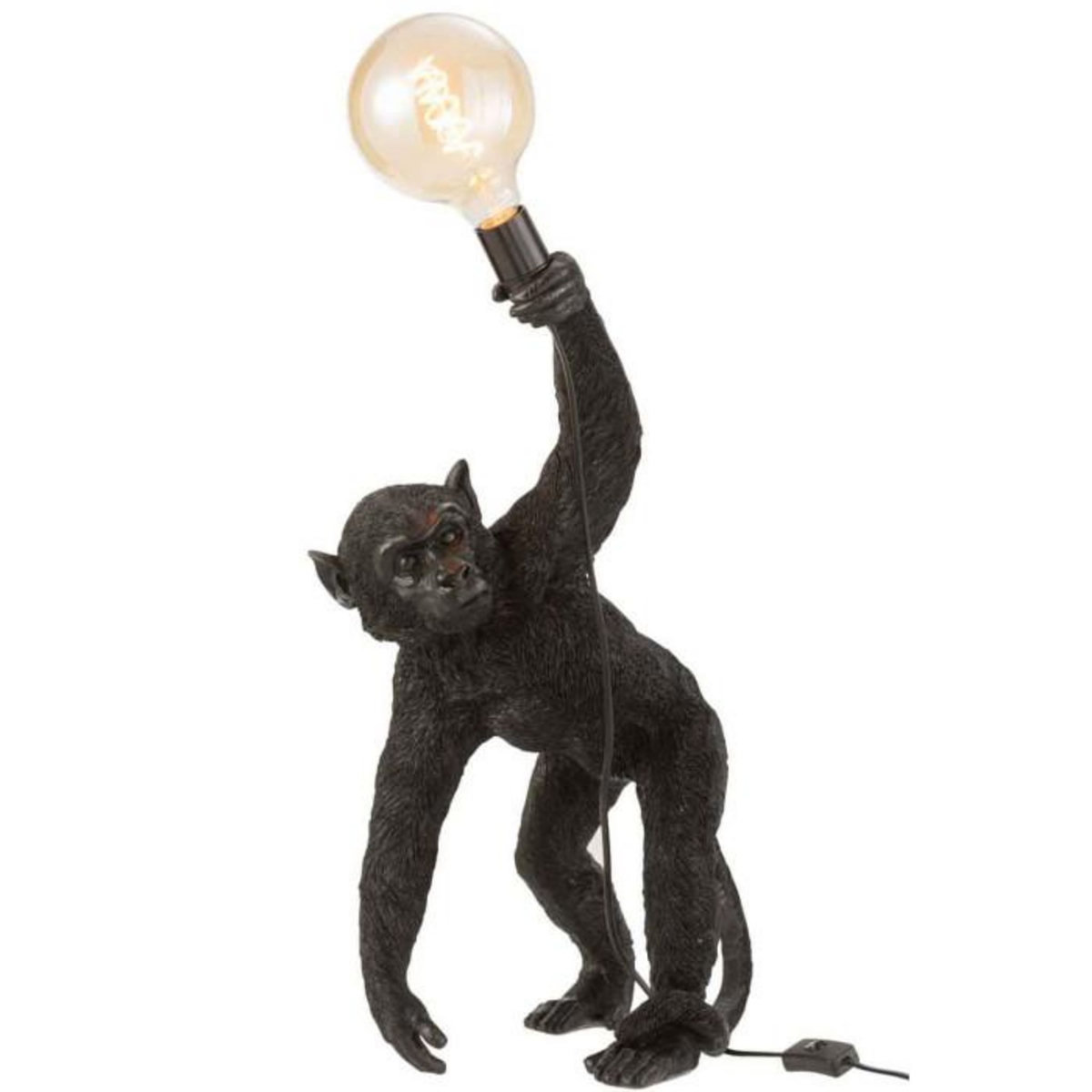 Paris Prix Lampe à Poser Déco  Singe Penché  63cm Noir