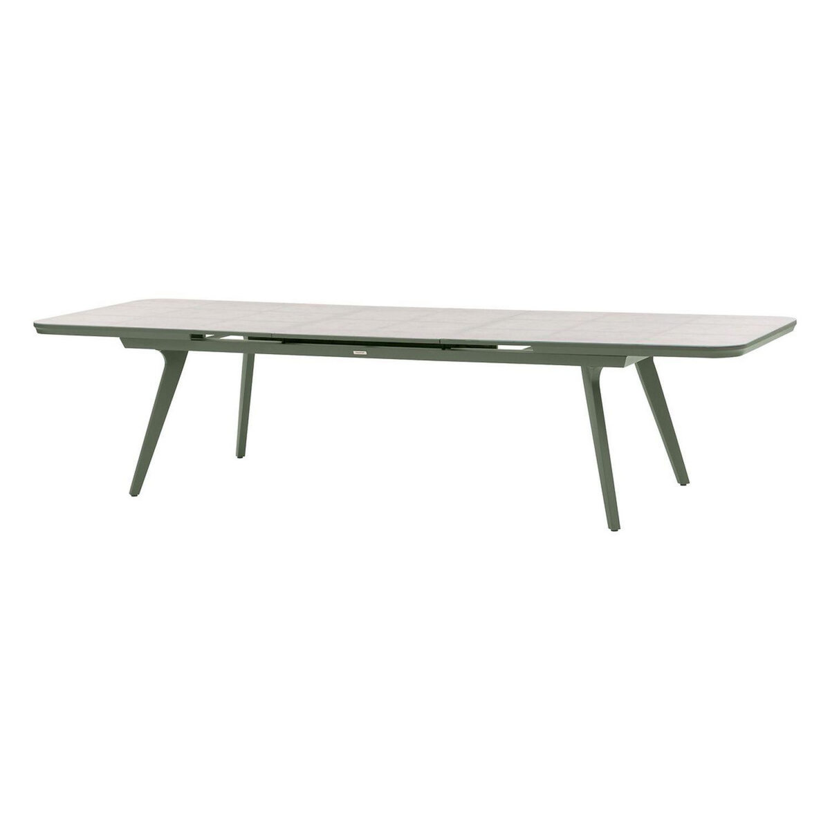 HESPERIDE Table de jardin extensible en aluminium et verre 12 places PULPY - Vert laurier et gris granite