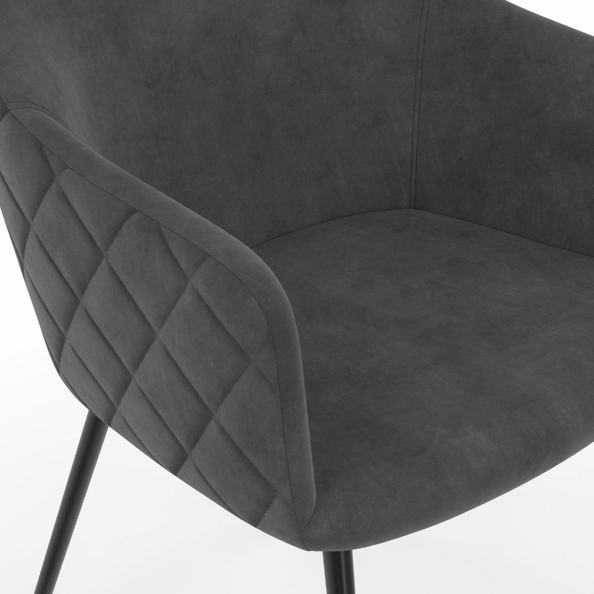 ID MARKET Lot de 2 chaises de salle à manger, fauteuils de table MOLY en velours gaufré gris foncé