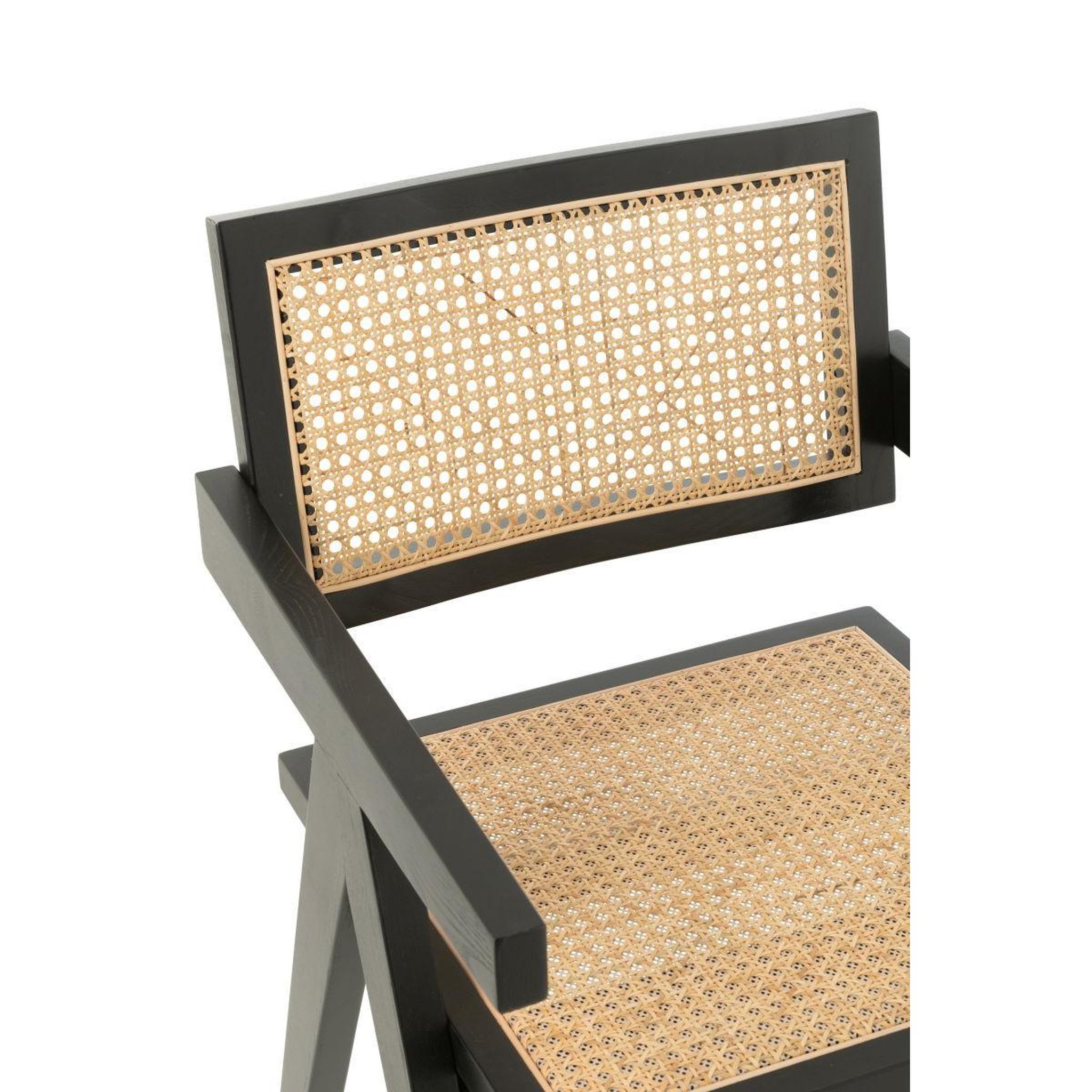 Voir la diapositive 5 : J-LINE Chaise cannage en bois  grid  80cm noir