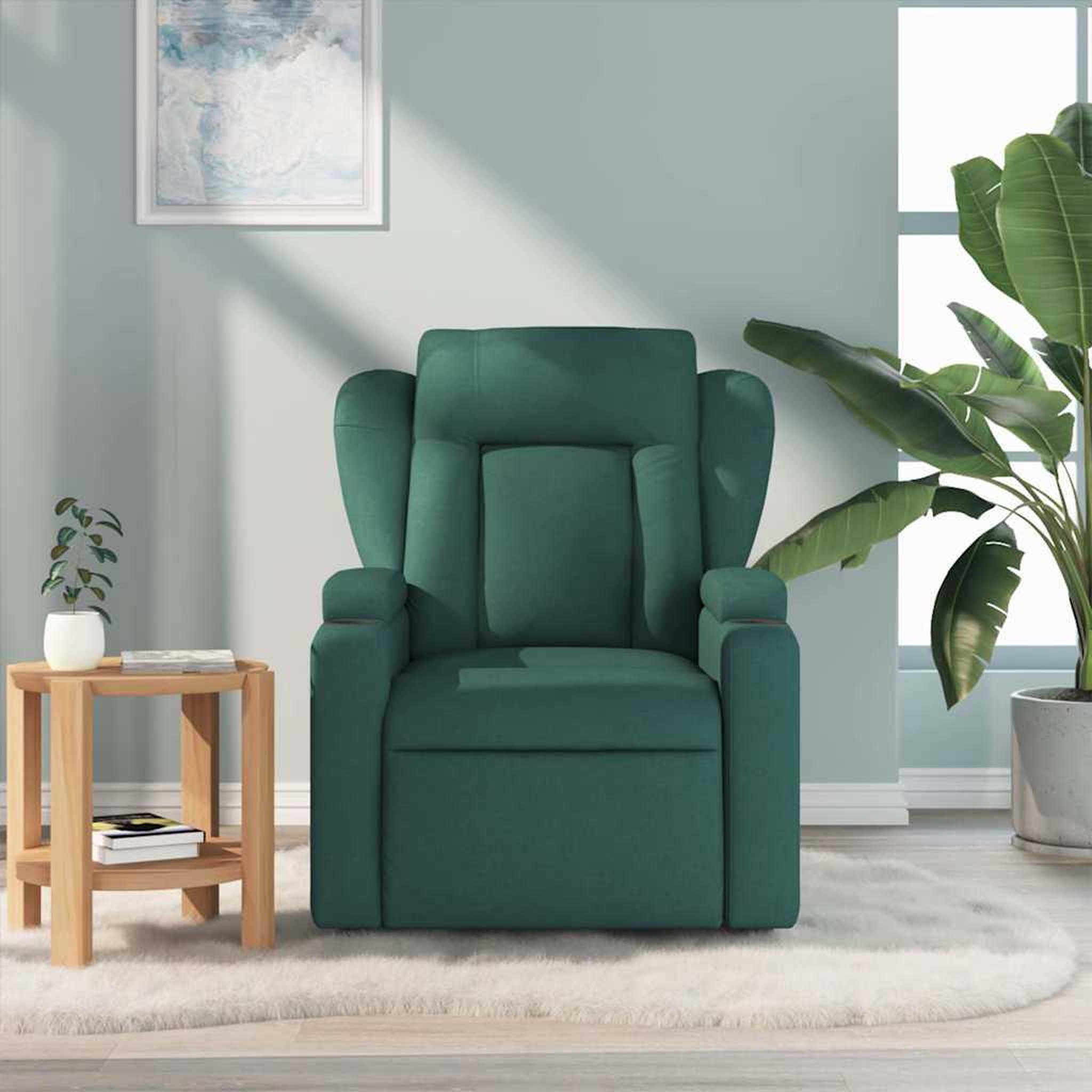 Voir la diapositive 3 : VIDAXL Fauteuil de massage inclinable Vert fonce Tissu