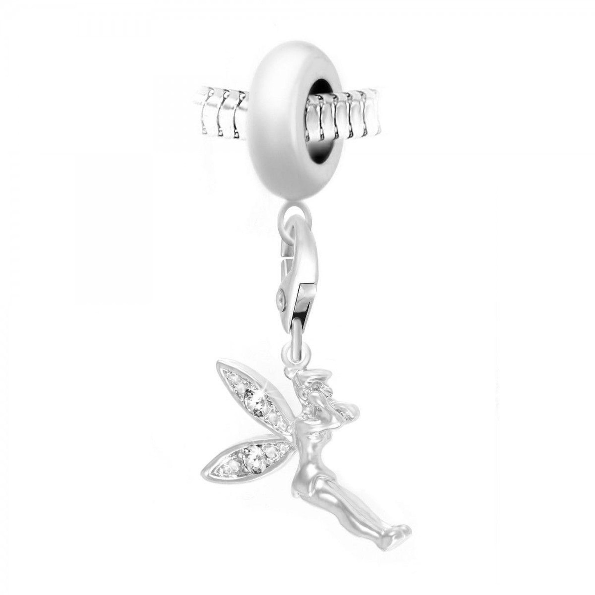 SC CRYSTAL Charm perle SC Crystal en acier avec pendentif fée orné de Cristaux scintillants