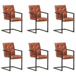 VIDAXL Chaises a manger cantilever lot de 6 marron cuir veritable