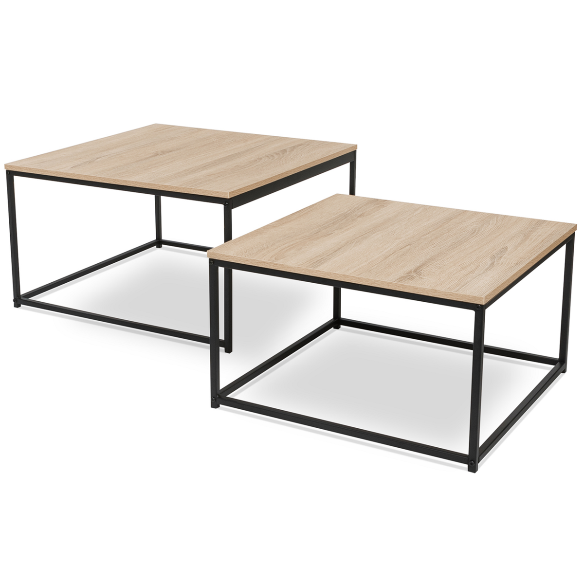 ID MARKET Lot de 2 tables basses gigognes DETROIT 60/70 design industriel