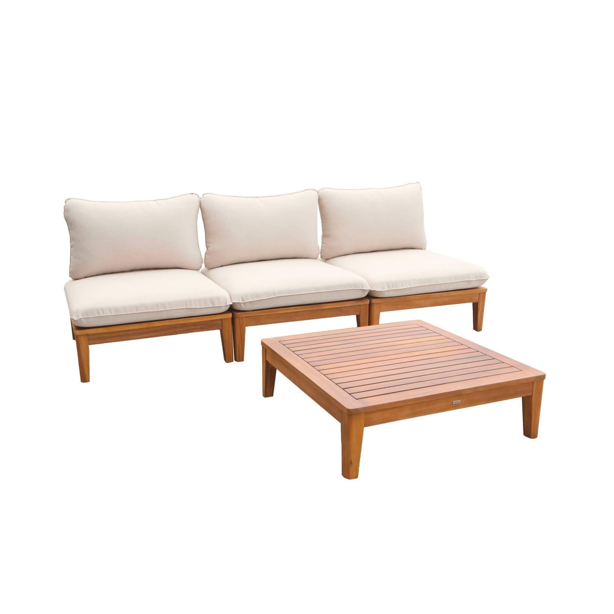 SWEEEK Salon de jardin modulable bois d'acacia 3 places beige - Yona