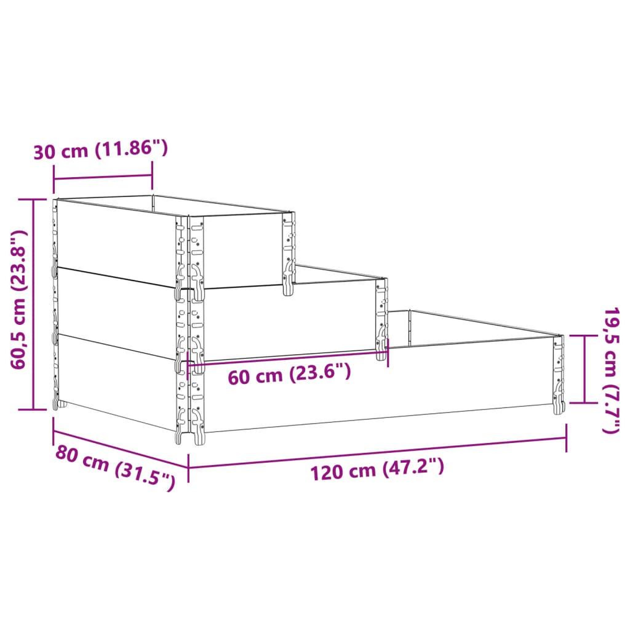 Voir la diapositive 6 : VIDAXL Lit sureleve a 3 niveaux noir 120x80 cm bois de pin massif