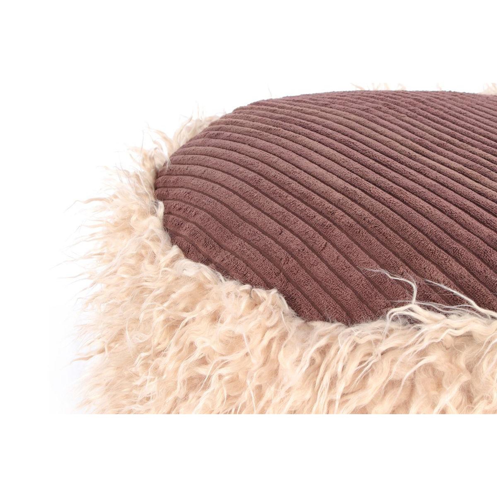 Voir la diapositive 2 : Paris Prix Pouf rond imitation fourrure  bobtail  45cm beige