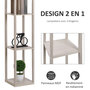 Voir la diapositive 6 : HOMCOM Lampadaire étagère lampe étagère 26L x 26l x 160H cm 3 étagères 4 niveaux MDF gris clair
