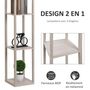Voir la diapositive 6 : HOMCOM Lampadaire étagère lampe étagère 26L x 26l x 160H cm 3 étagères 4 niveaux MDF gris clair