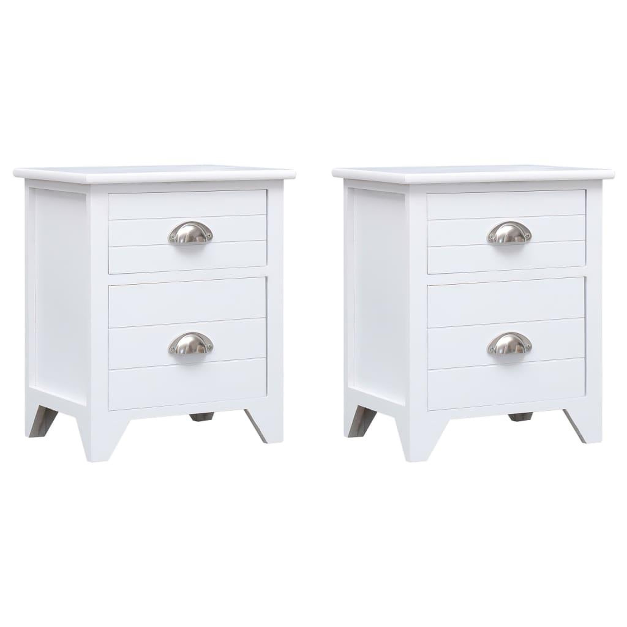 Voir la diapositive 2 : VIDAXL Table de chevet 2 pcs avec 2 tiroirs Blanc