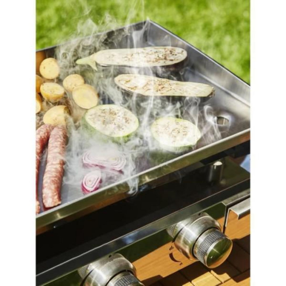 AAAAA Plancha a gaz - 4 feux - BRASILIA - Tout inox - Surface cuisson - XXL - 84 x 34 cm