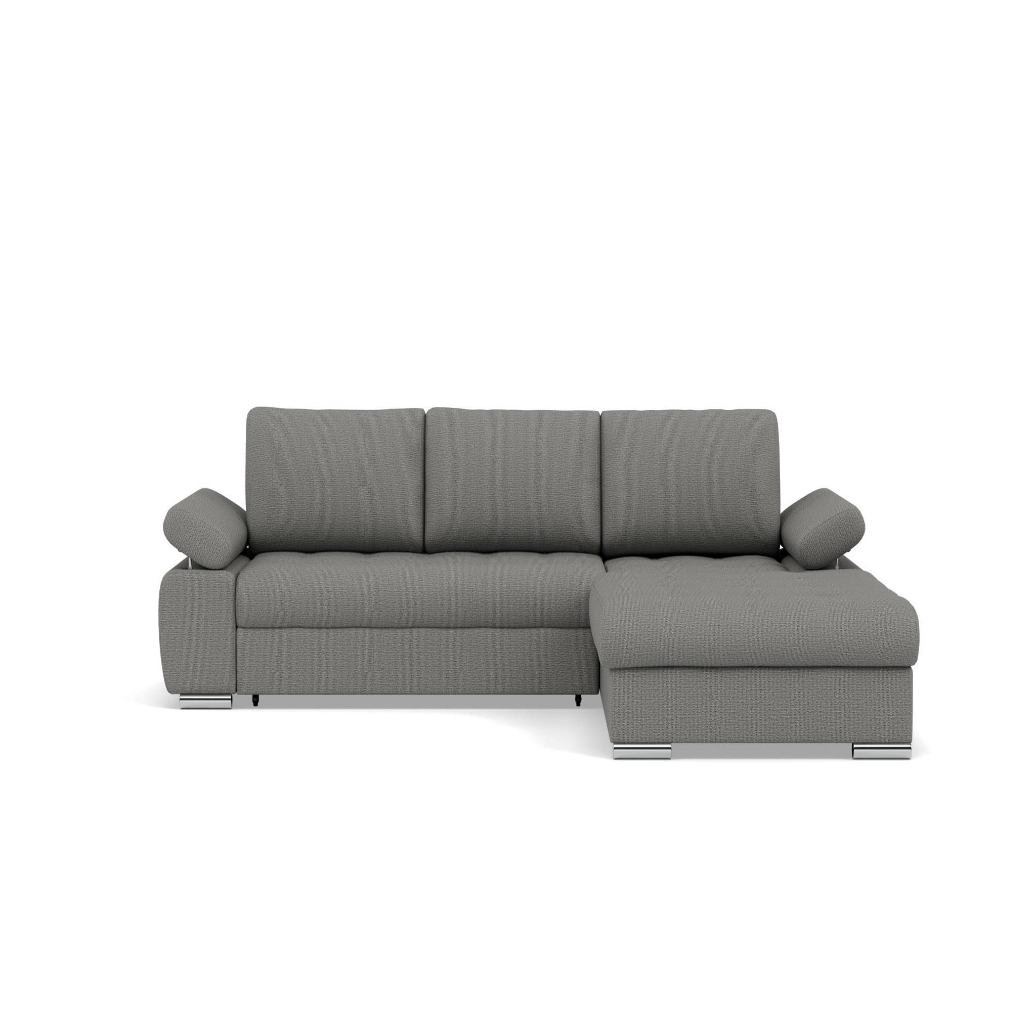 Voir la diapositive 1 : BEST MOBILIER Bianca - canapé d'angle droit 4 places convertible avec coffre en tissu texturé