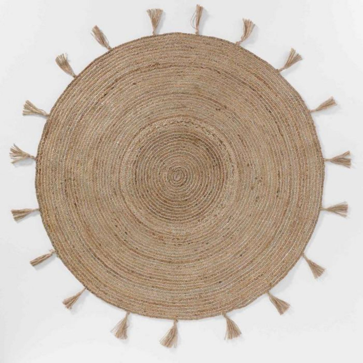 Paris Prix Tapis à Pompons en Jute  Sanda  120cm Argent