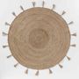 Voir la diapositive 2 : Paris Prix Tapis à Pompons en Jute  Sanda  120cm Argent