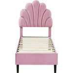 Habitat et Jardin Lit coquillage en velours  Manon  - 90 x 190 cm - Rose