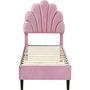 Voir la diapositive 1 : Habitat et Jardin Lit coquillage en velours  Manon  - 90 x 190 cm - Rose