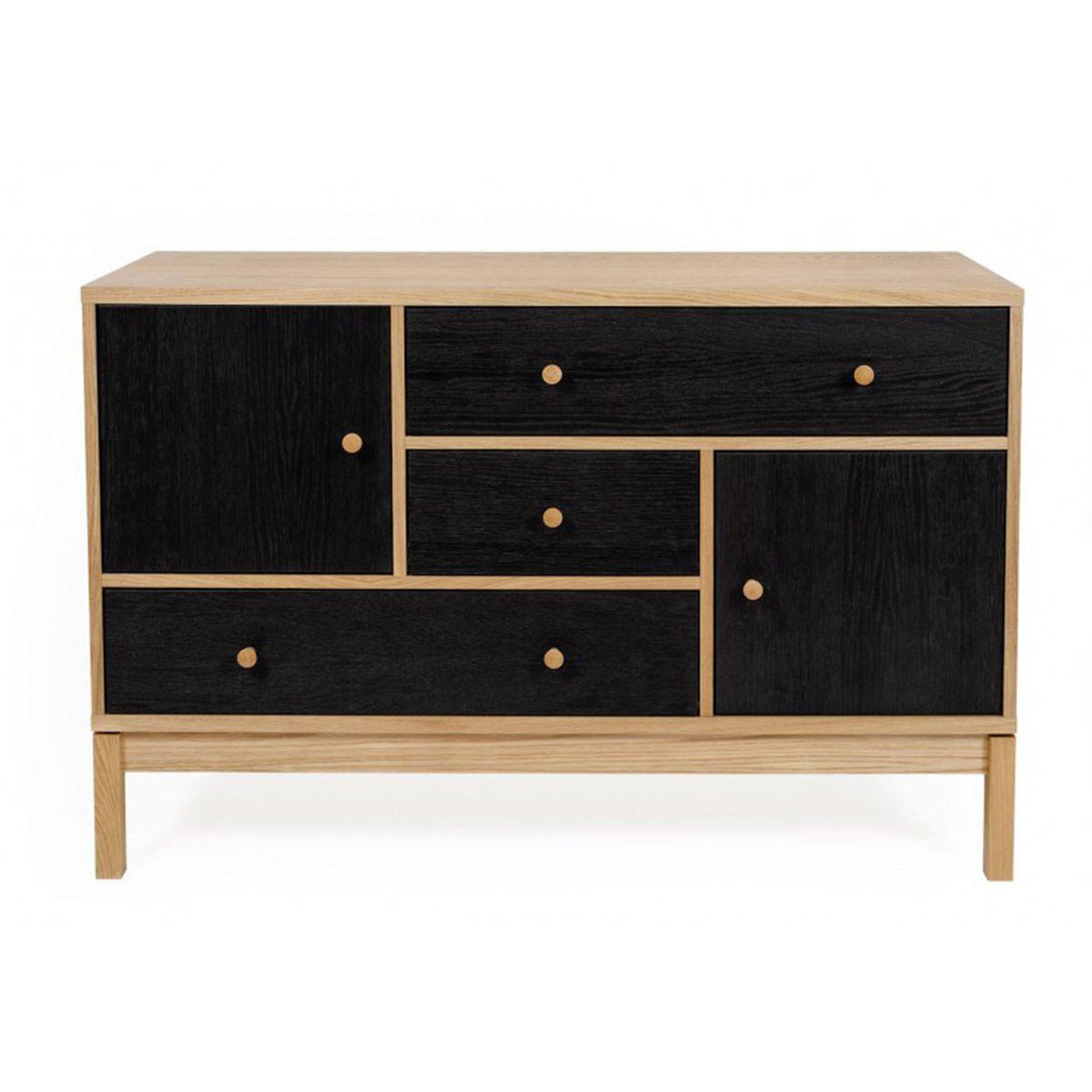 Voir la diapositive 1 : Paris Prix Buffet 2 portes & 3 tiroirs  abbeywood  120cm chêne & noir