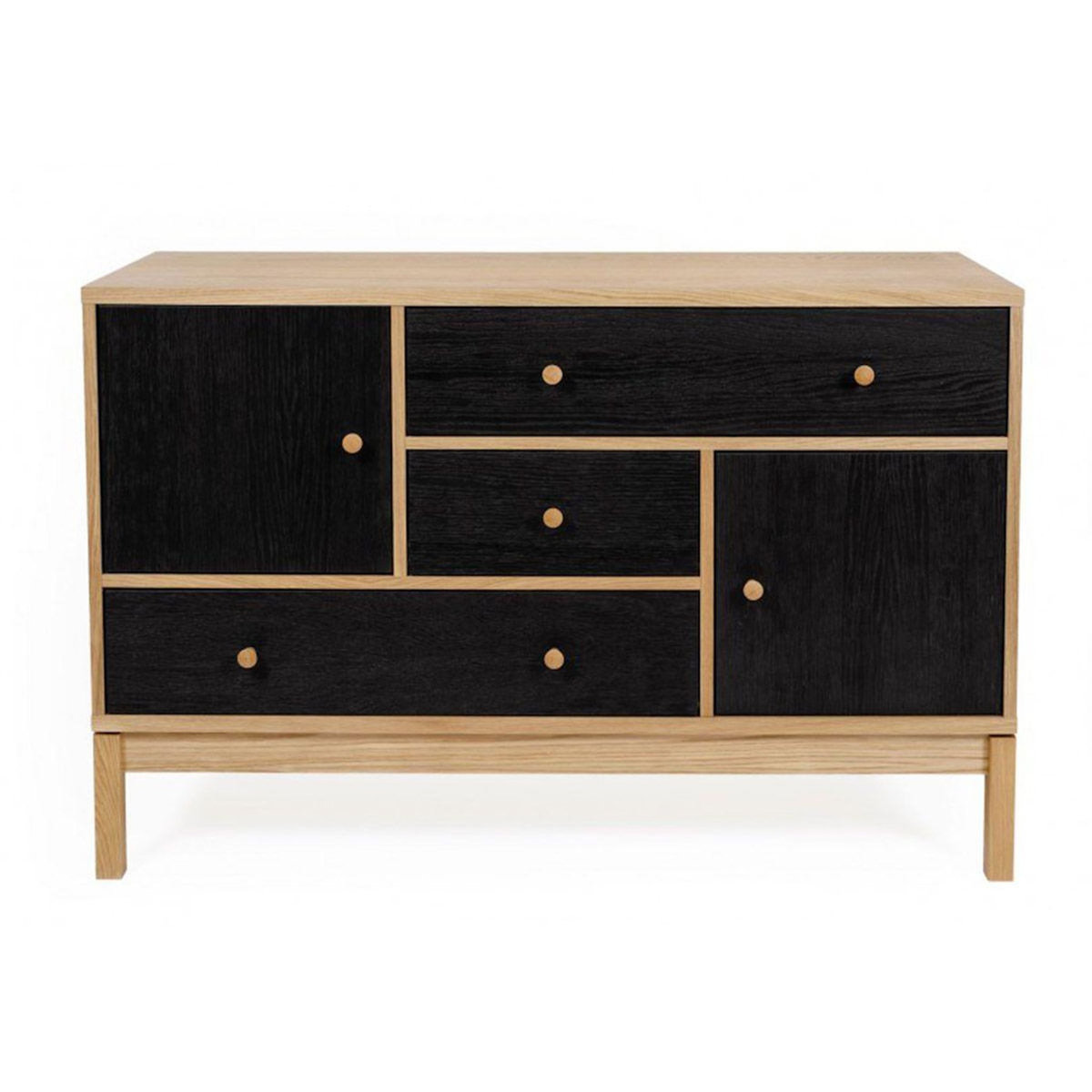 Paris Prix Buffet 2 Portes & 3 Tiroirs  AbbeyWood  120cm Chêne & Noir