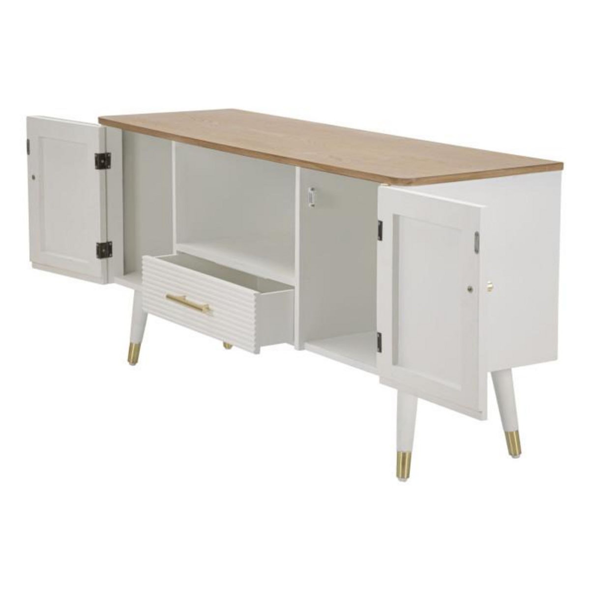 Paris Prix Meuble TV en Bois  Matera  117cm Blanc & Naturel