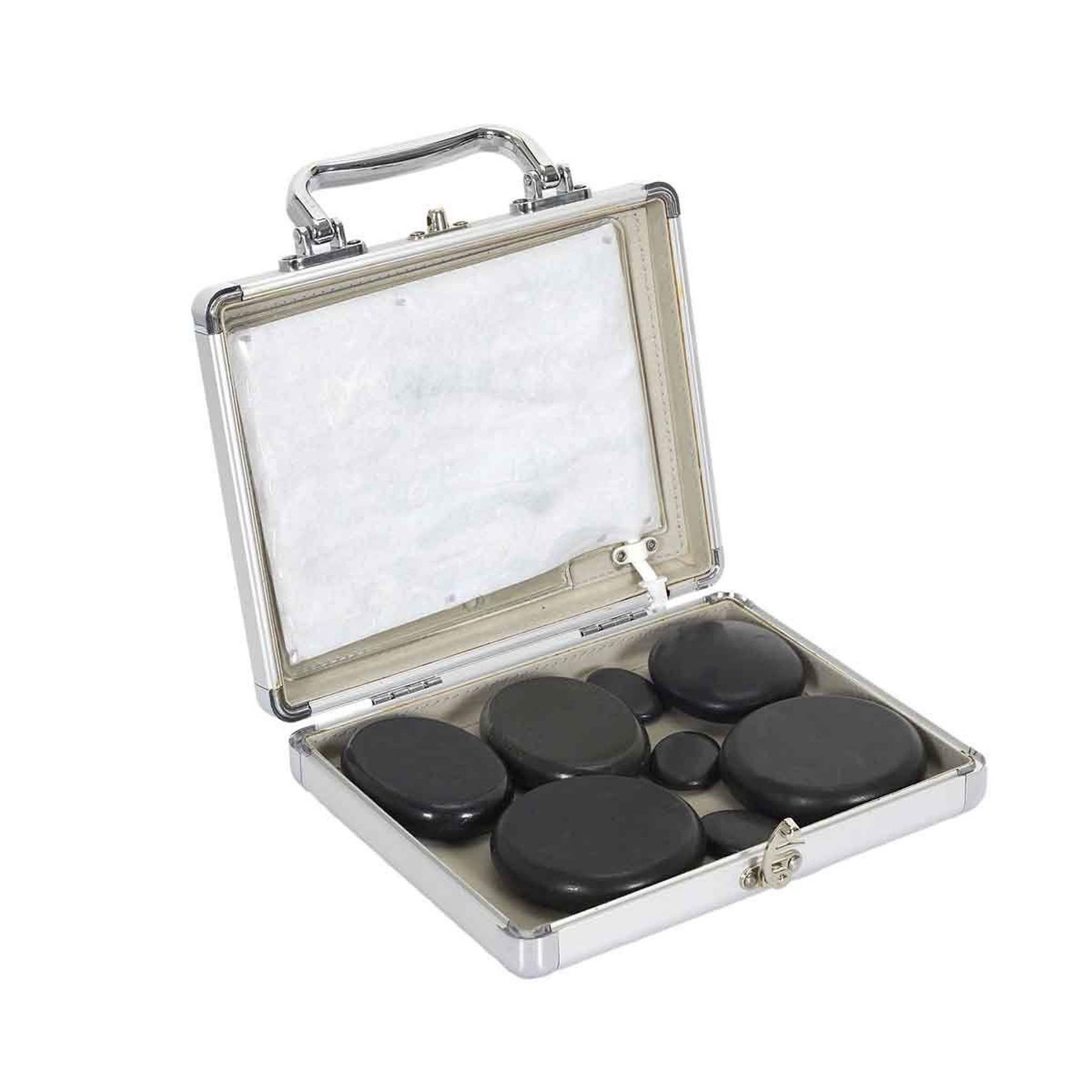 Voir la diapositive 1 : SENSLY Mallette pour massage  8 pierres chaudes  21cm noir