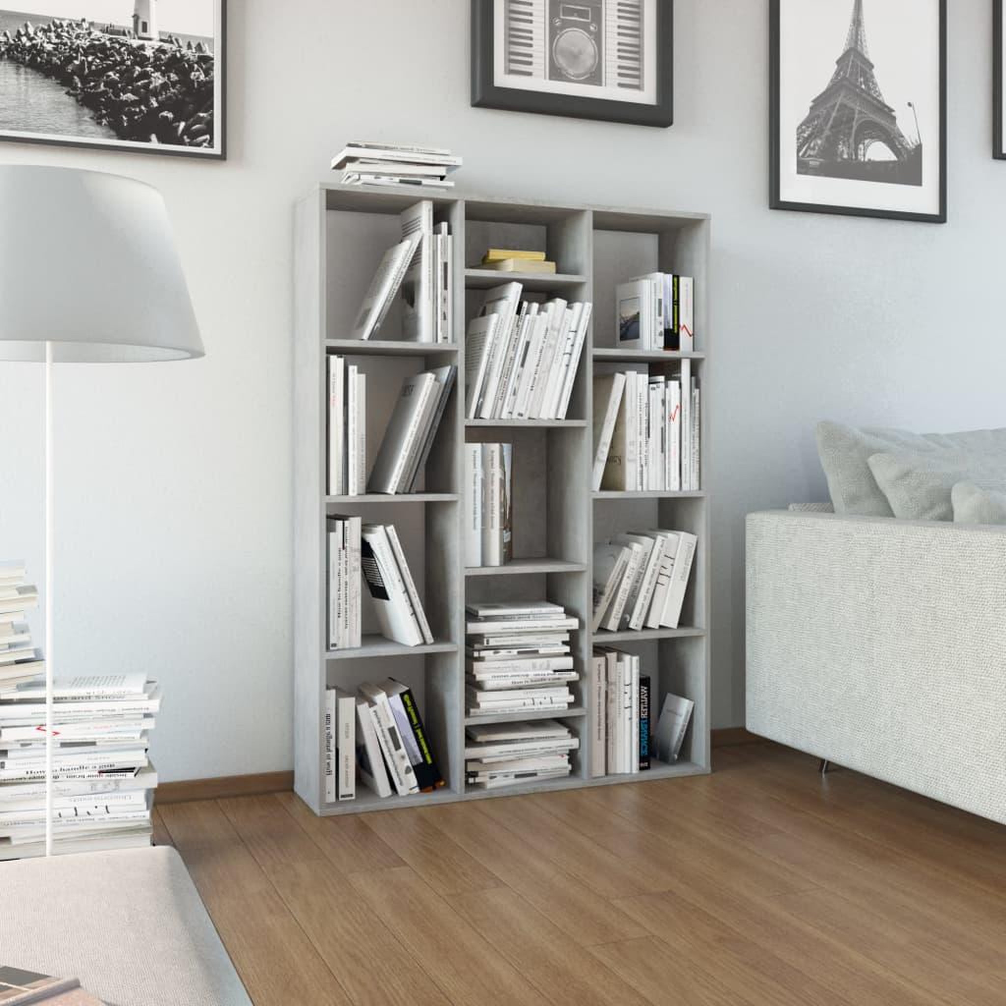 VIDAXL Separateur de piece/Bibliotheque Gris beton Bois d'ingenierie