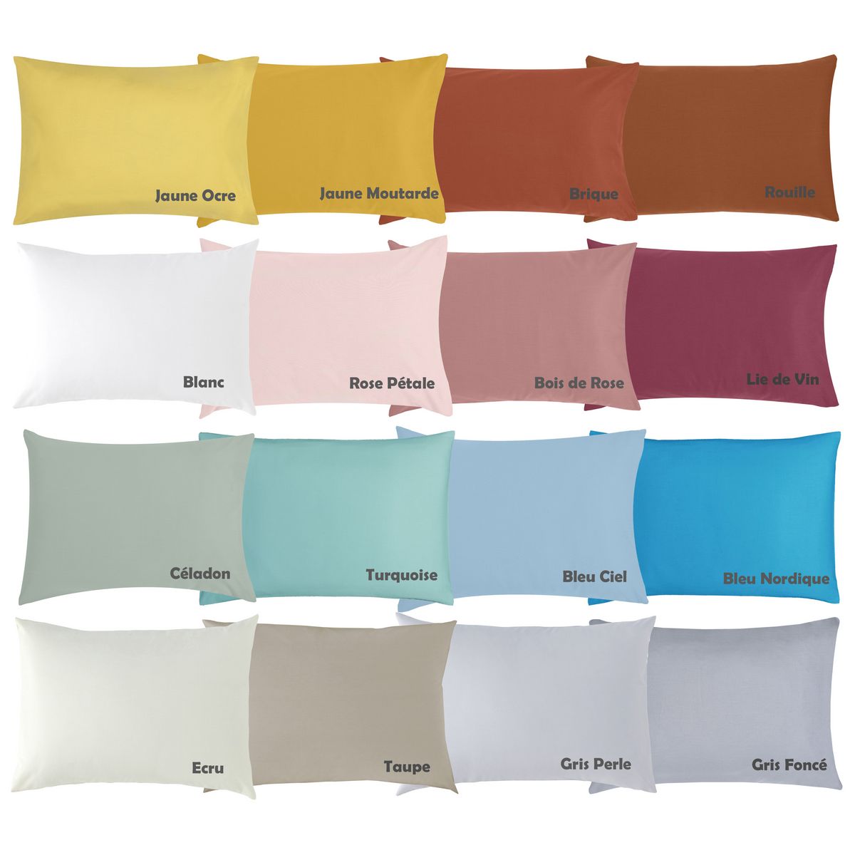 PTIT BASILE Lot de 2 taies d'oreiller bébé en coton bio 40 x 60 cm coloris unis 