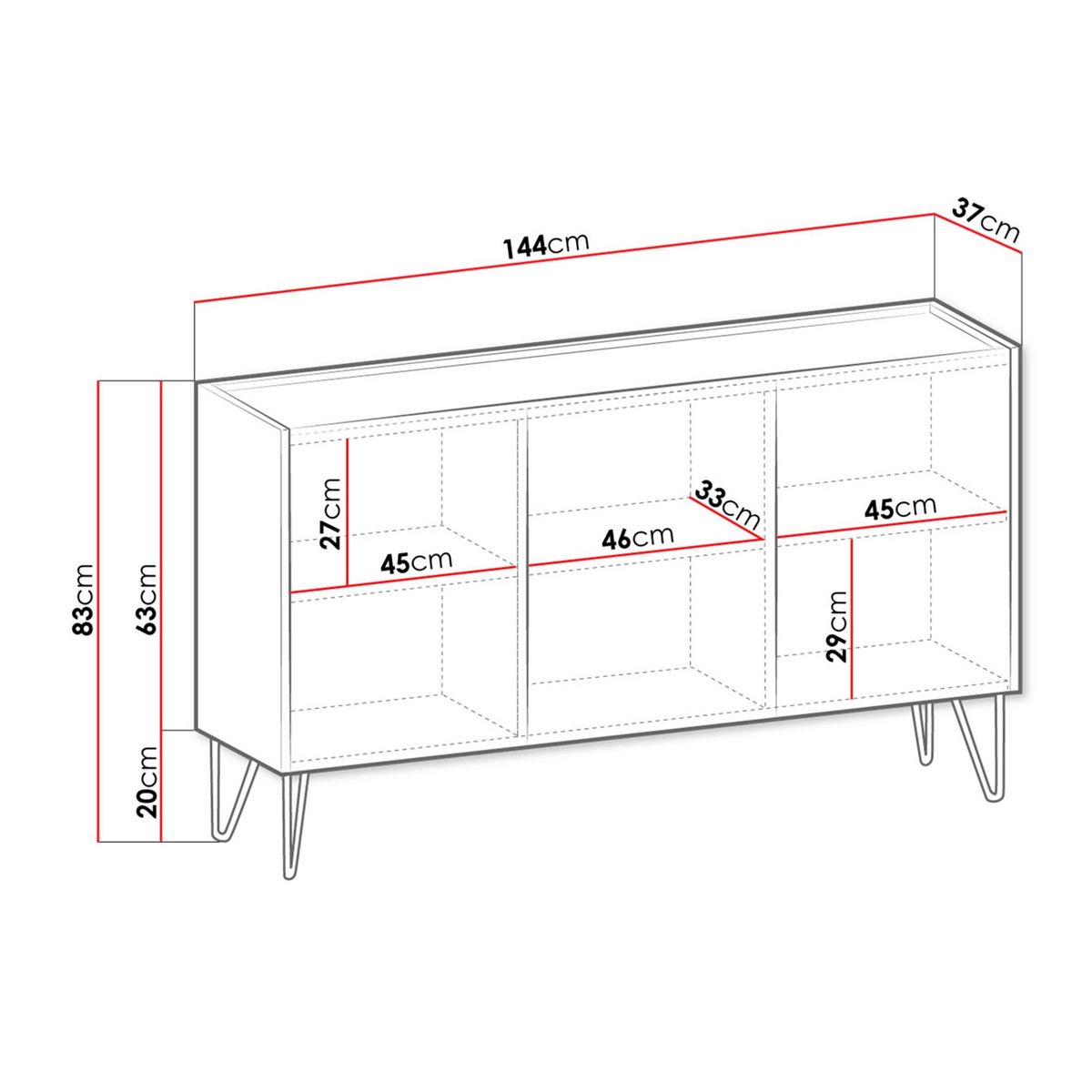 BEST MOBILIER Cali - buffet bas - effet marbre - 144 cm
