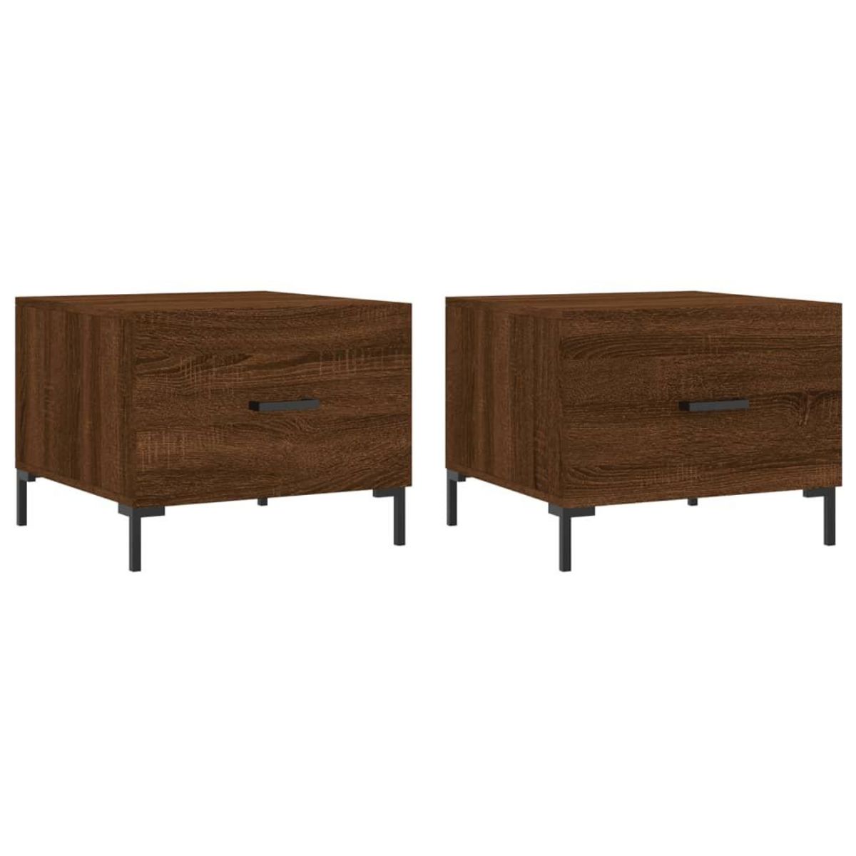 VIDAXL Tables basses 2 pcs chene marron 50x50x40 cm bois d'ingenierie