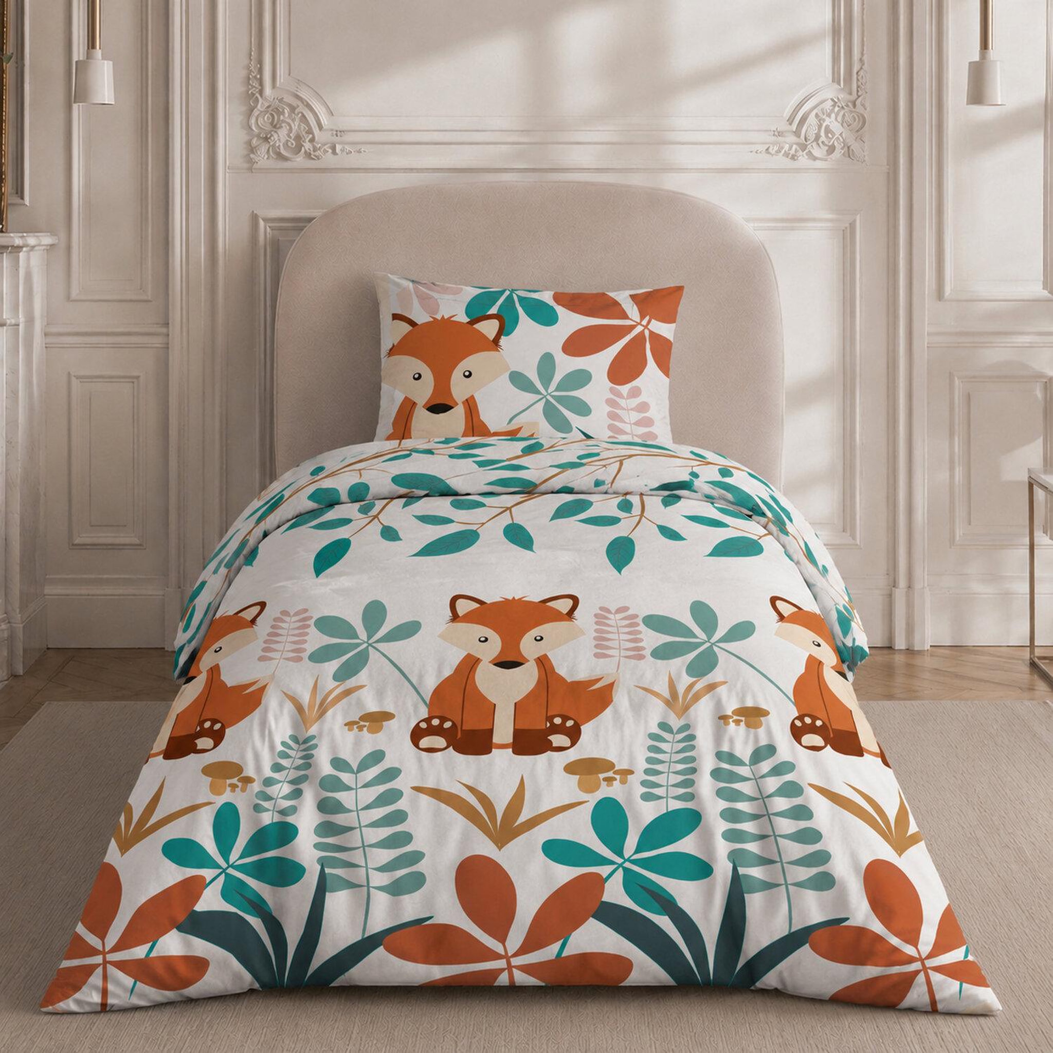 Home collection Parure de lit enfant 100% coton - renardeau - 140x200 cm