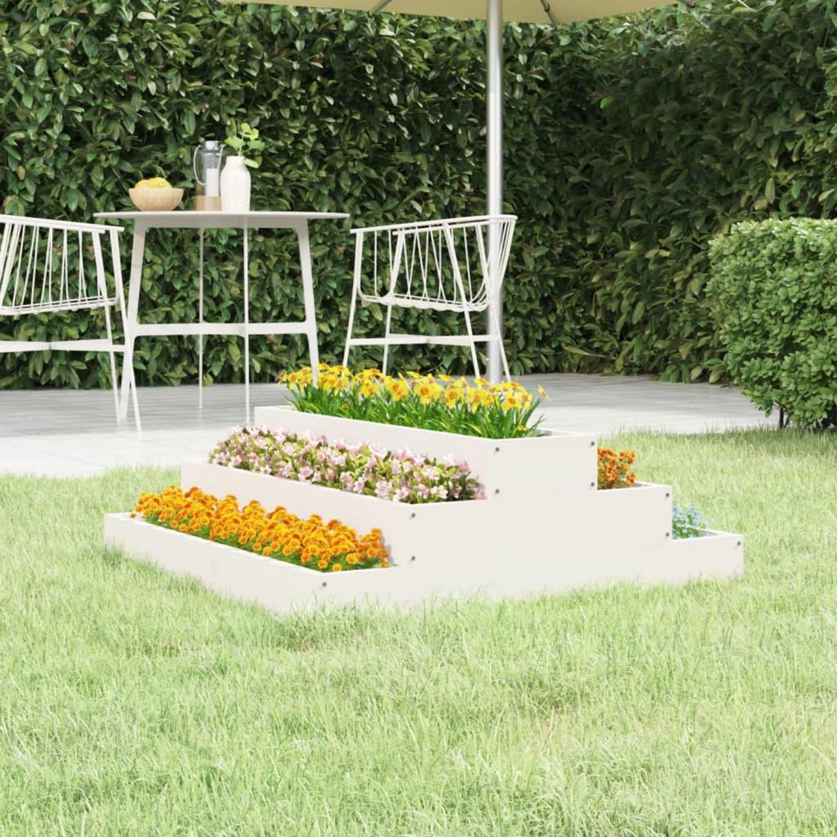 VIDAXL Jardiniere Blanc 80x80x27 cm Bois massif de pin