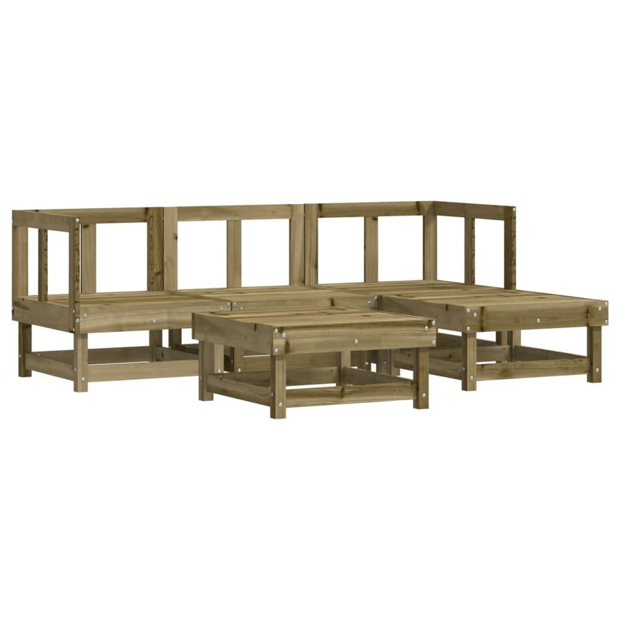 Voir la diapositive 2 : VIDAXL Salon de jardin 5 pcs bois de pin impregne