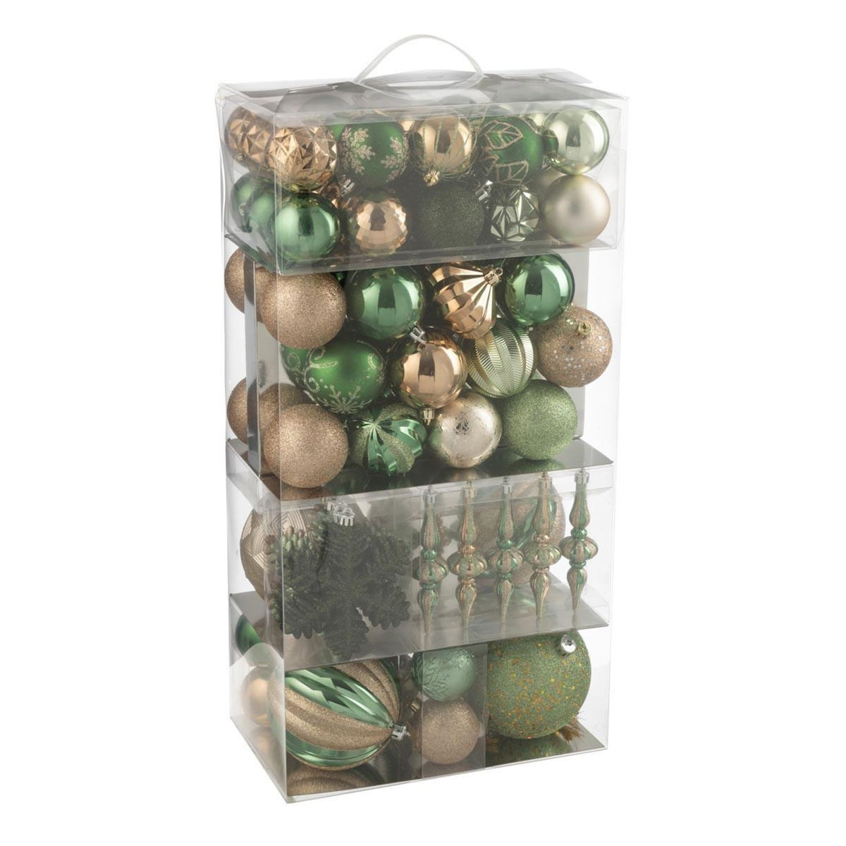 Paris Prix Lot de 80 Boules de Noël  Night  58cm Vert & Écru