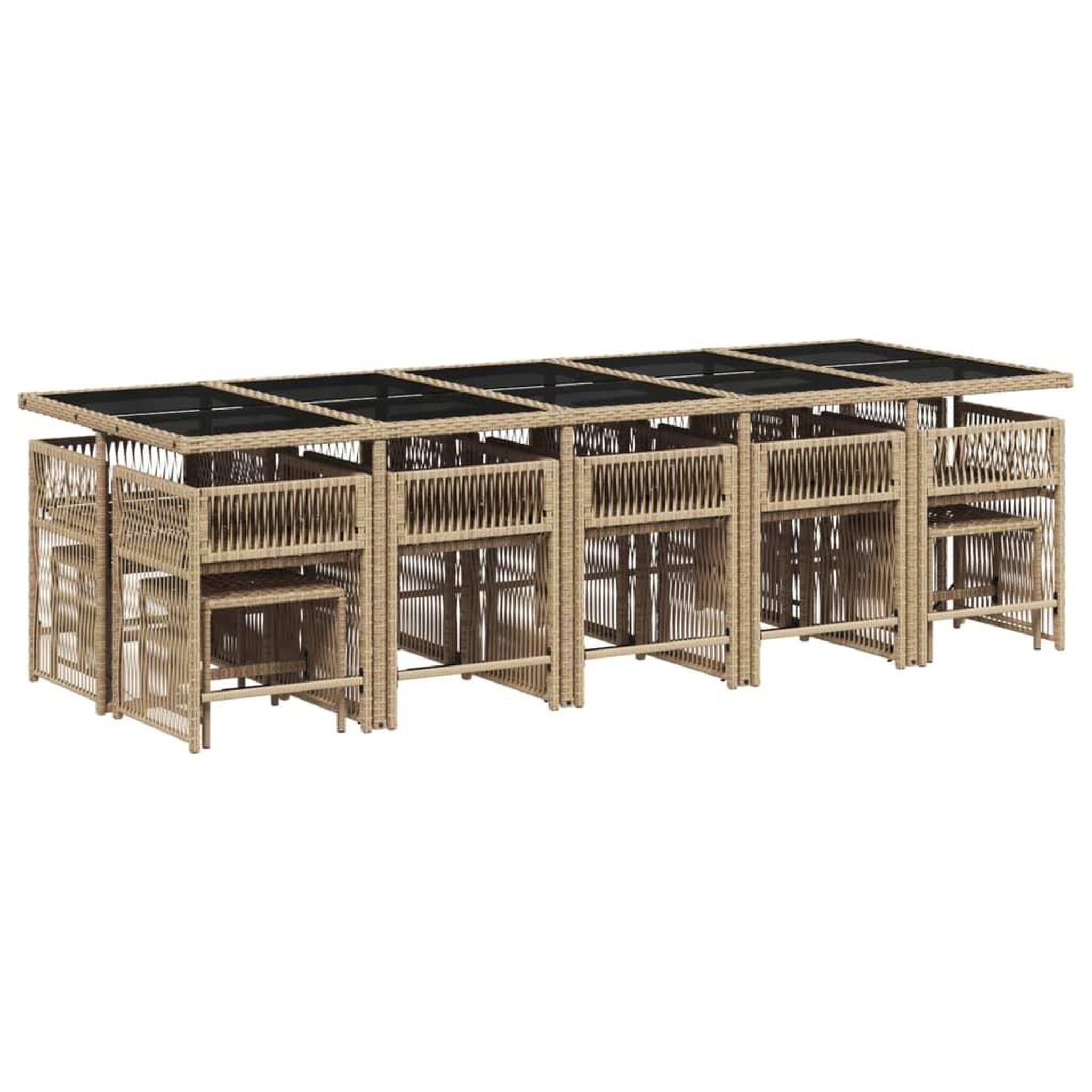 Voir la diapositive 3 : VIDAXL Ensemble a manger de jardin et coussins 15 pcs beige