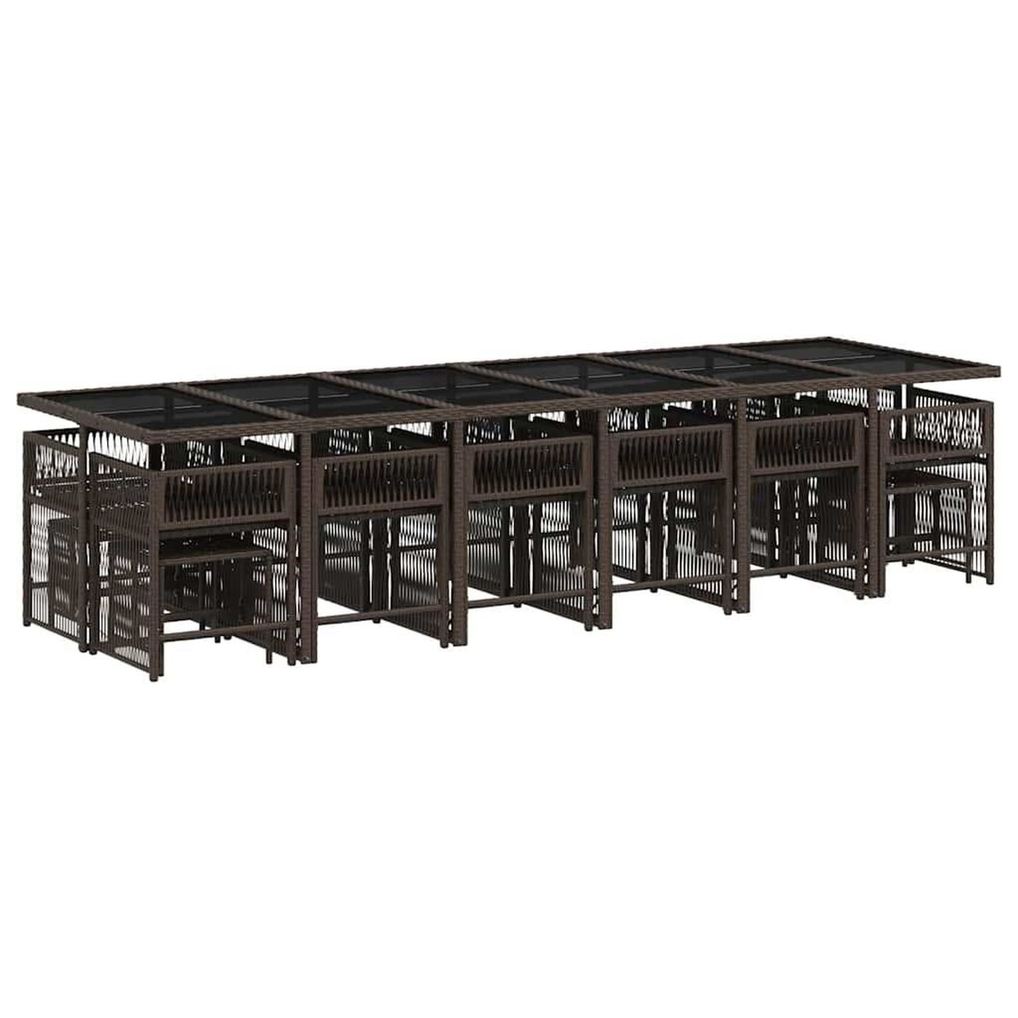 Voir la diapositive 3 : VIDAXL Ensemble a manger de jardin et coussins 17 pcs marron rotin