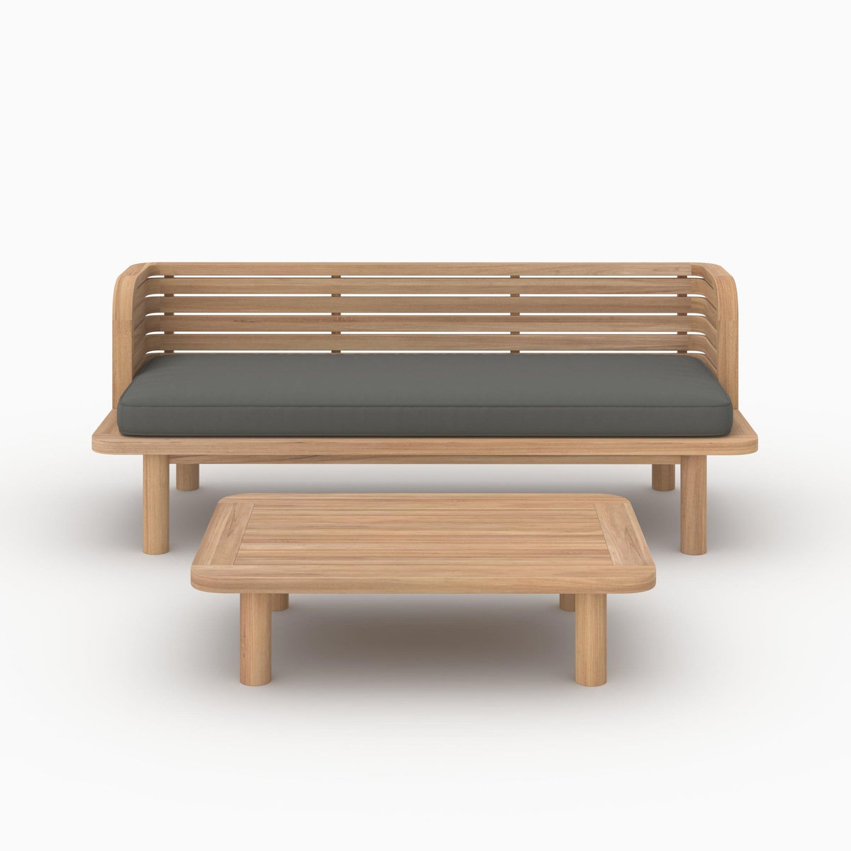 Rendez vous déco Salon de jardin 2 places en teck et tissu gris, canapé-Kilda