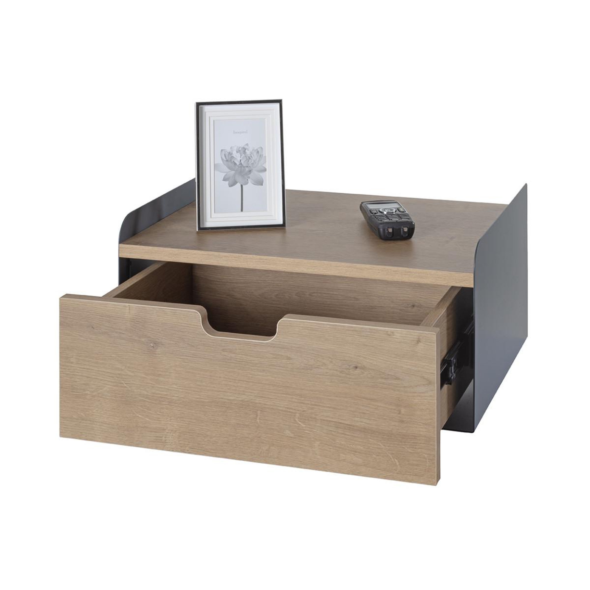 Voir la diapositive 6 : Paris Prix Étagère murale avec tiroir  korfu  40cm anthracite & chêne