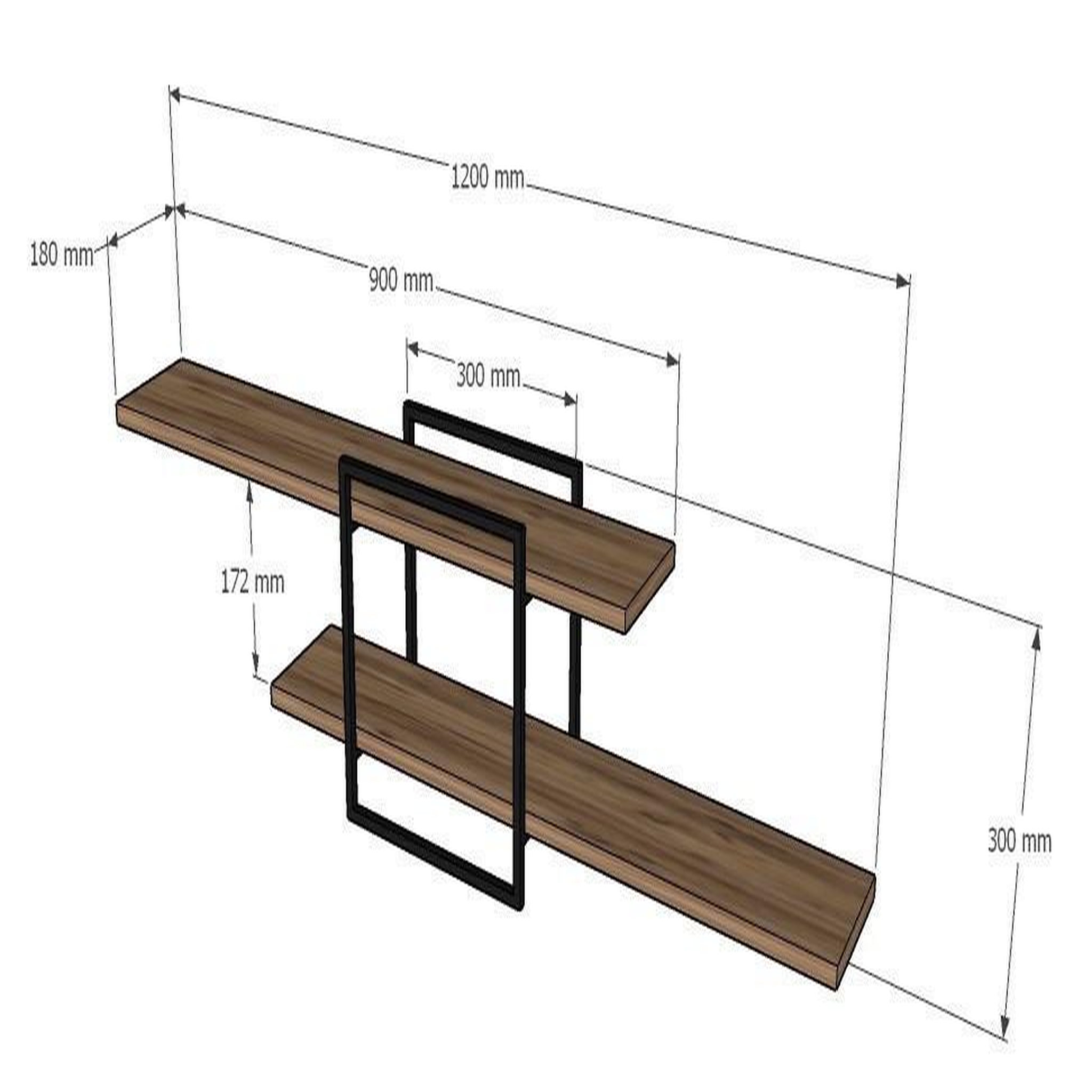 Habitat et Jardin Étagère murale en bois  mone  - 120 x 18 x 30 cm - pin atlantique
