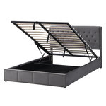 MERAX Lit coffre rembourré 180x200cm. Coloris disponibles : Gris