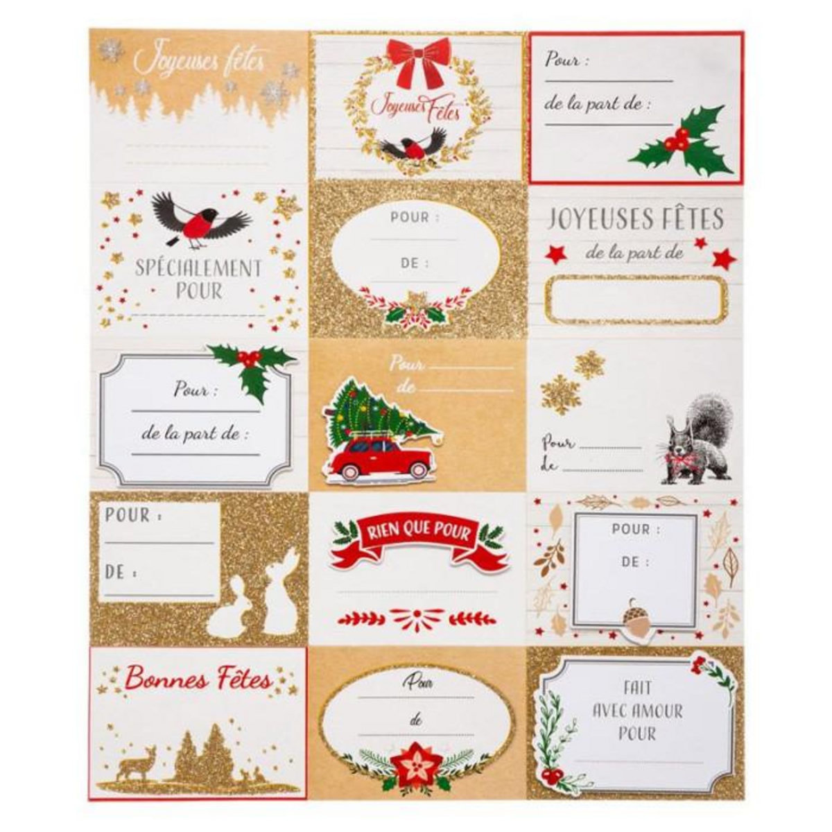 FEERIC LIGHT & CHRISTMAS Lot de 15 Étiquettes Cadeaux  Paquet  25cm Or