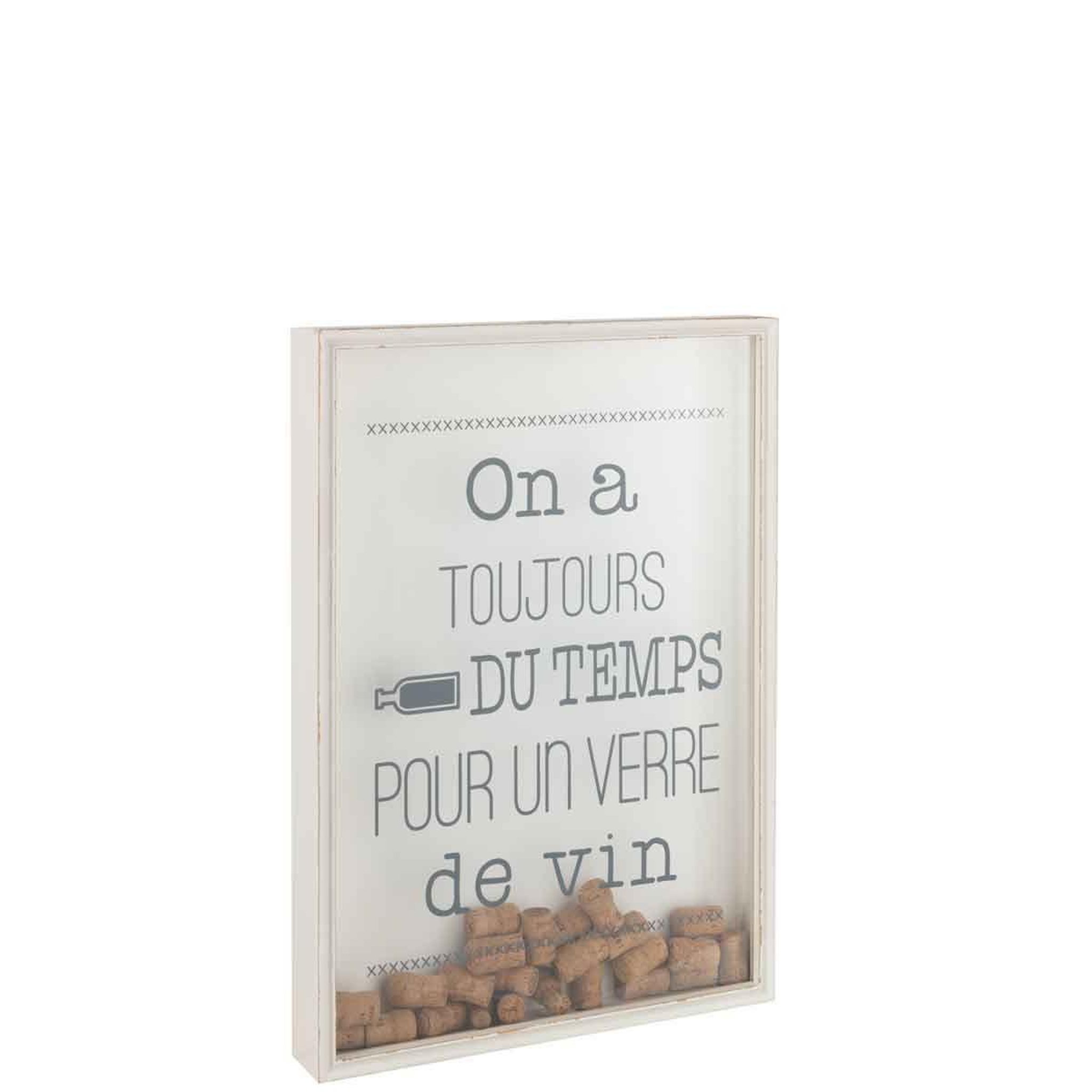 Voir la diapositive 2 : J-LINE Cadre déco en bois  bouchons  65cm beige