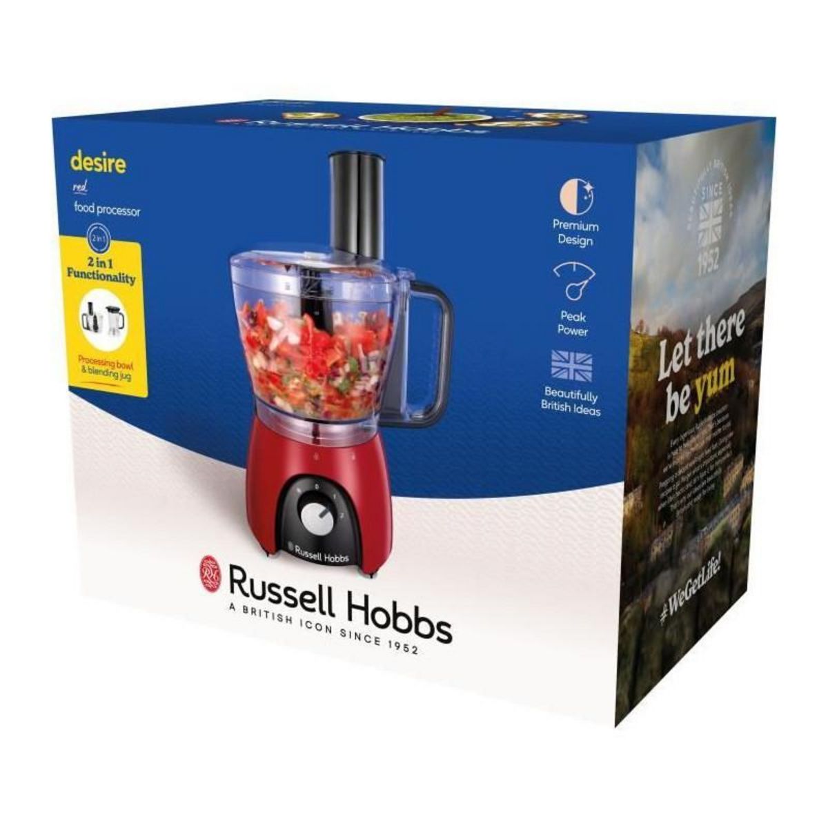 Russell Hobbs Robot culinaire - RUSSEL HOBBS - Desire Red - 600 W - 2 vitesses + pulse - Rouge