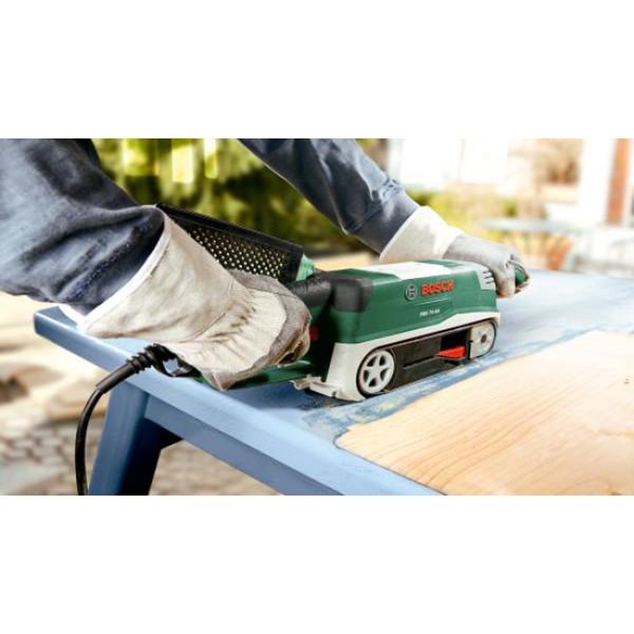 Voir la diapositive 2 : BOSCH Ponceuse a bande Bosch - PBS 75 AE (Livré avec 1 bande abrasive G 80 et Coffret Standard)