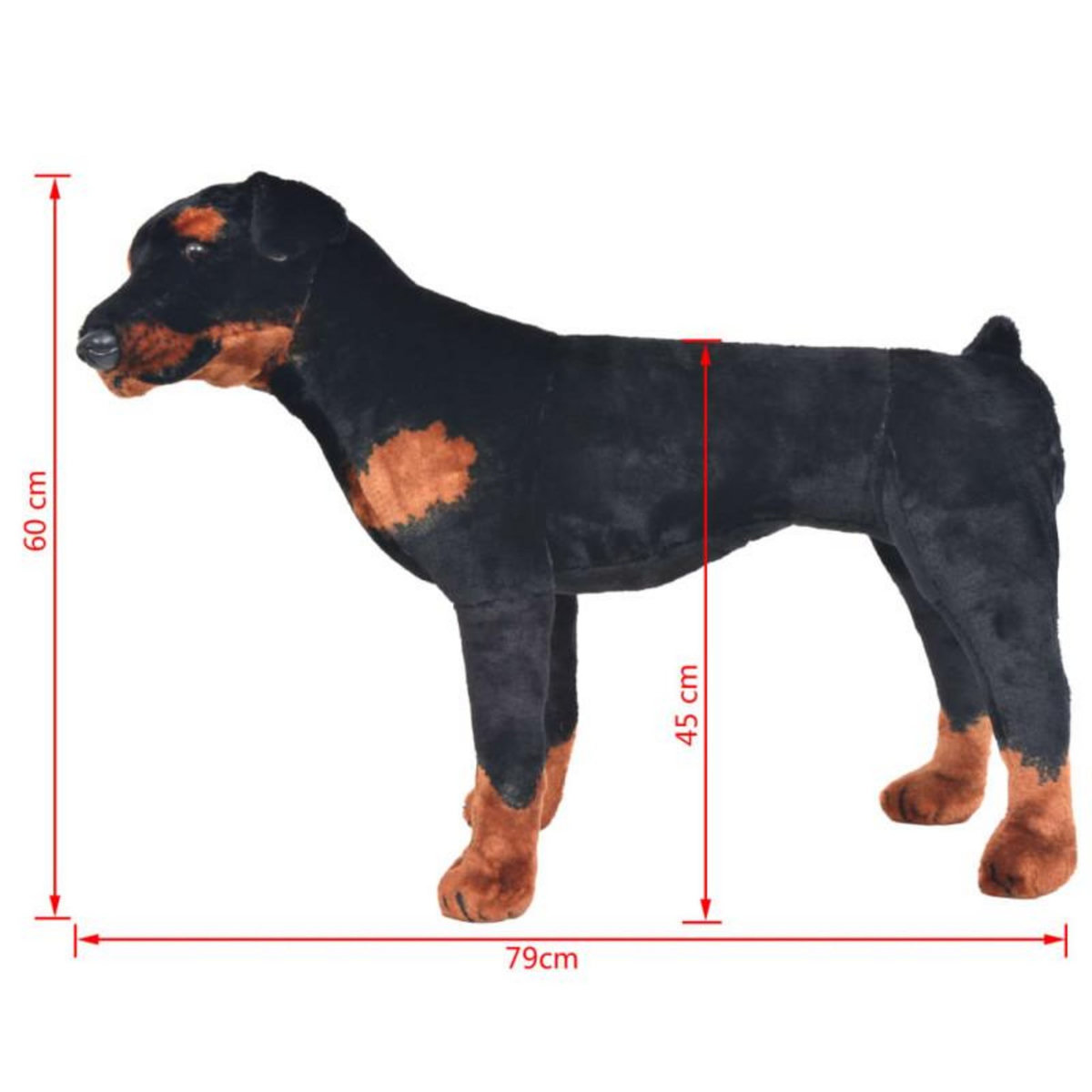VIDAXL Jouet en peluche Chien de race Rottweiler Marron et noir XXL