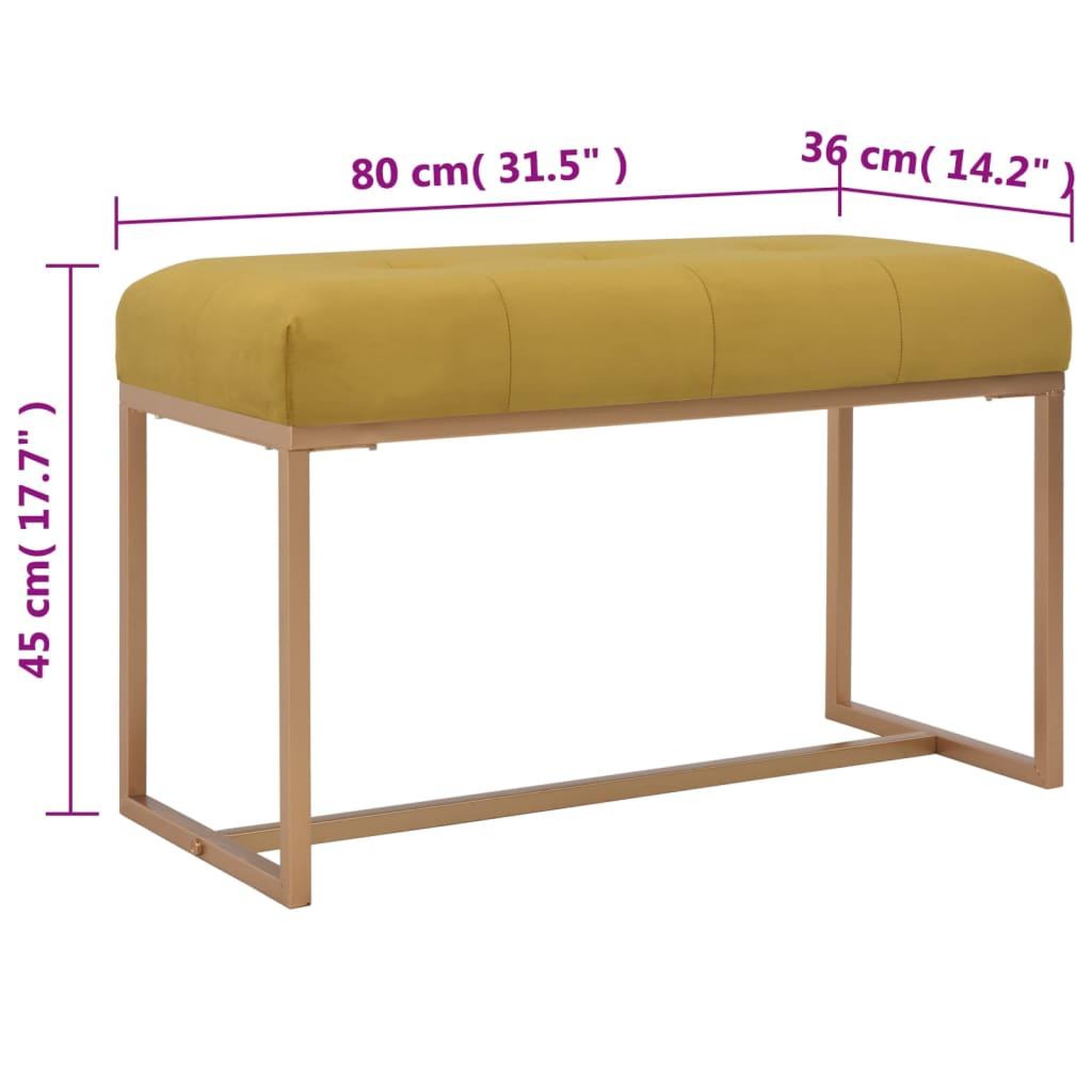 Voir la diapositive 6 : VIDAXL Banc 80 cm Moutarde Velours