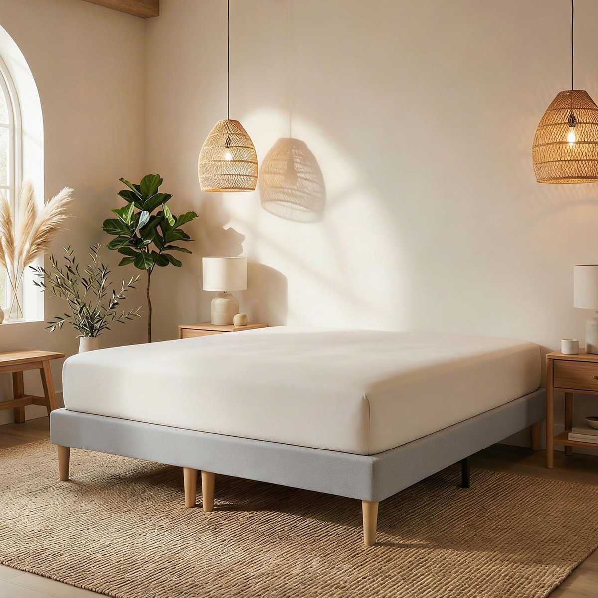 IDIMEX Sommier tapissier RENNES 180 x 200 cm revêtement tissu