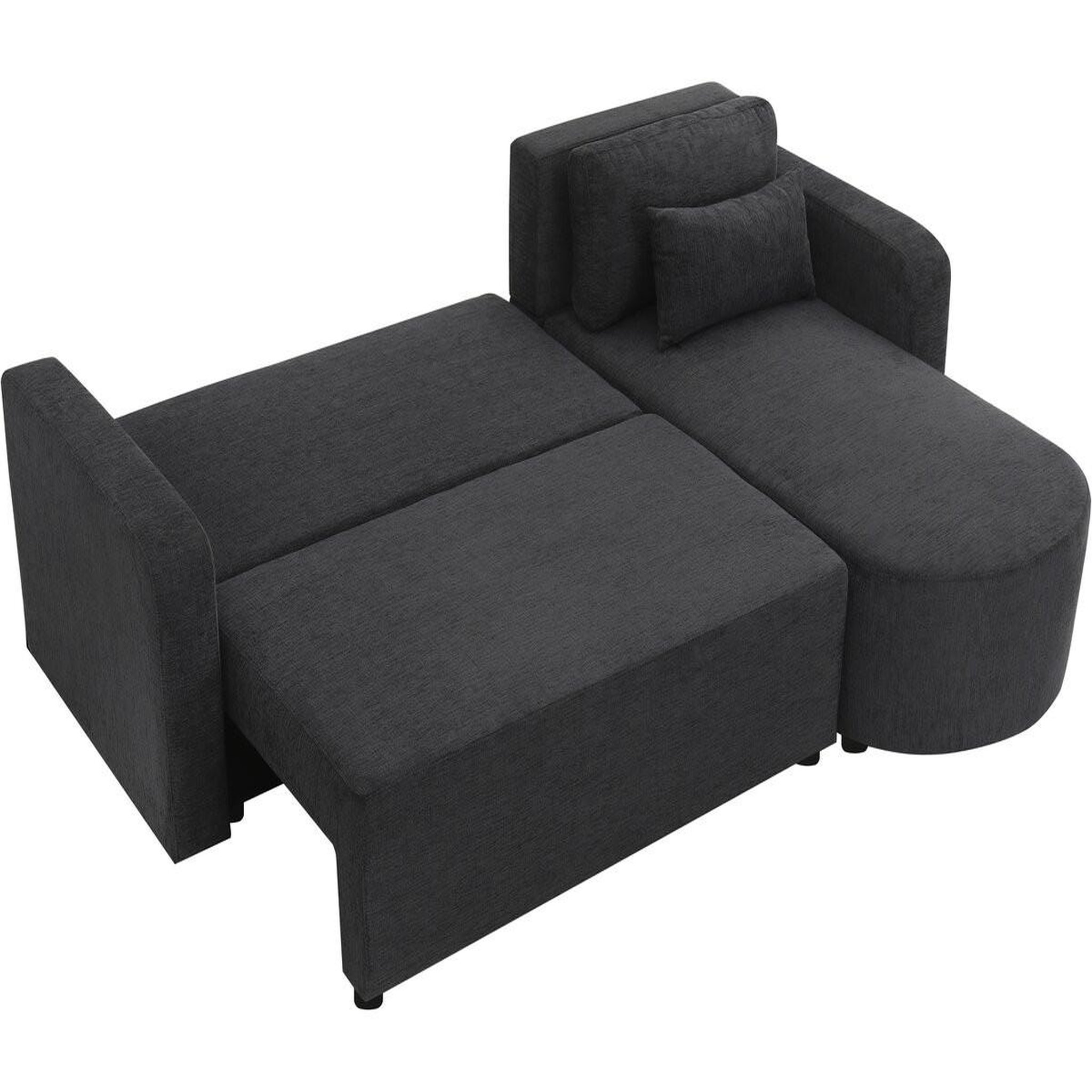 Voir la diapositive 3 : Habitat et Jardin Canapé d'angle convertible/réversible en tissu  charles  - 3 places - noir